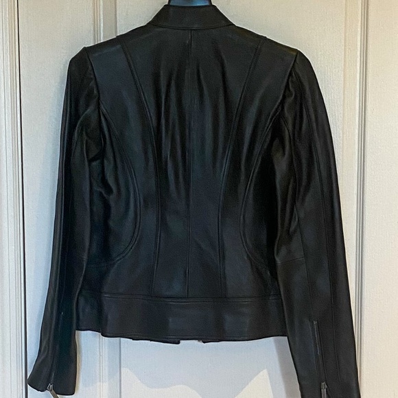 NWT Neiman Marcus Grommet-Trim Lamb Leather Moto - Picture 13 of 15